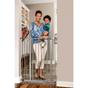 Regalo 41 in. Easy Step Extra Tall Platinum Metal Walk Through Gate