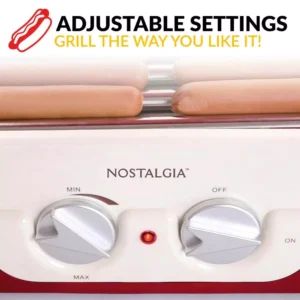 Nostalgia Retro Red Electric Hot Dog Roller and Bun Warmer