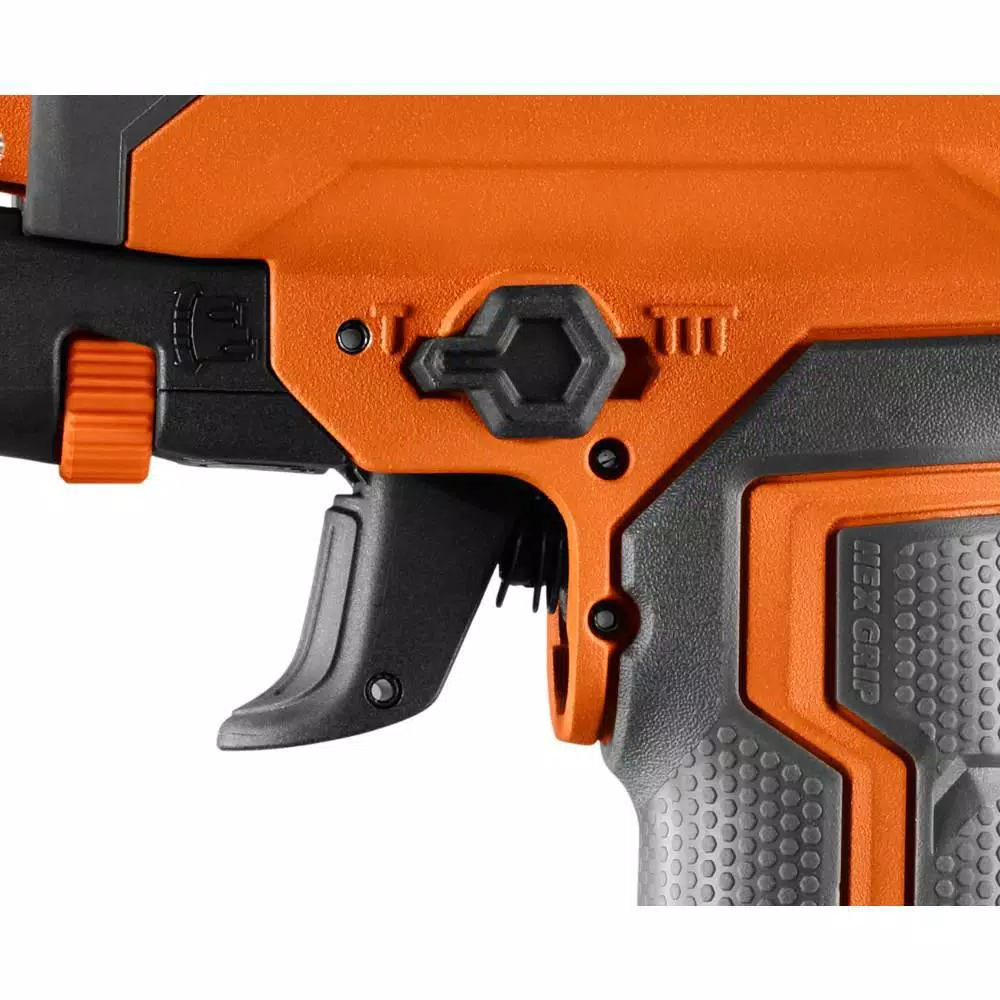 RIDGID 18-Gauge 2-1/8 in. Brad Nailer w/ CLEAN DRIVE Technology, Tool Bag, and Sample Nails w/ 1/4 in. 50 ft. Lay Flat Air Hose