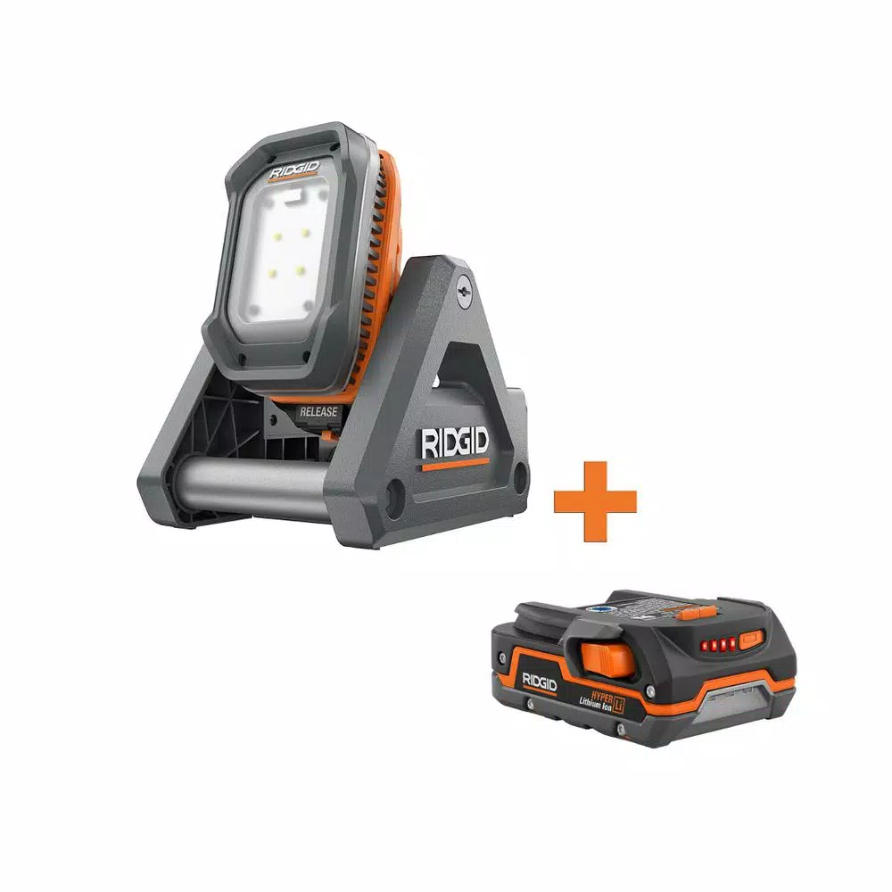 RIDGID 18-Volt Cordless Flood Light with Detachable Light with 1.5 Ah Lithium-Ion Battery