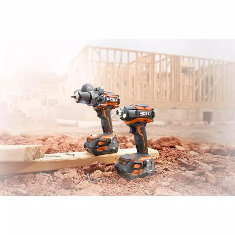 RIDGID 18-Volt Cordless Brushless Hammer Drill & Impact Driver Kit with Bonus 18-Volt 1.5 Ah Lithium-Ion Battery (2-Pack)