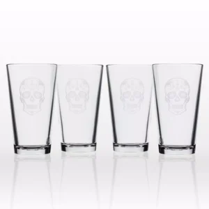 Rolf Glass Sugar Skull 16 oz. Pint Glass (Set of 4)