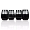Rolf Glass Cosmo 16.5 oz. Stemless Wine Tumbler - Black/Silver (Set of 4)