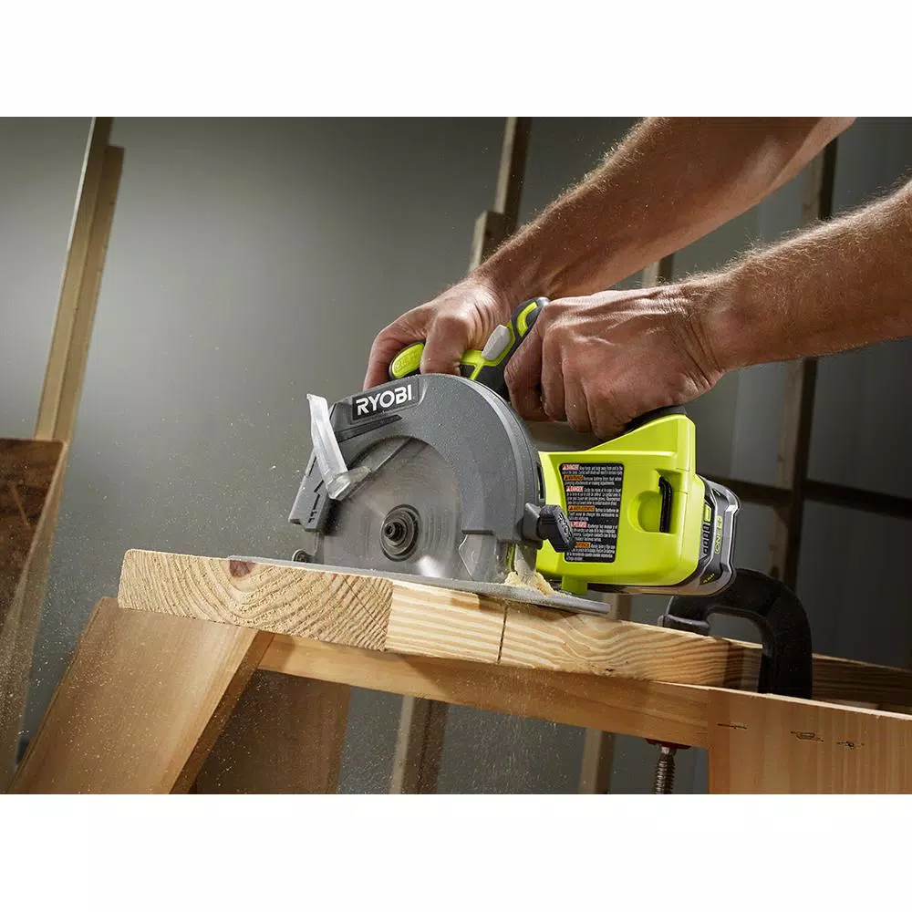 RYOBI 18-Volt ONE+ Cordless 6-1/2 in. Circular Saw with Lithium-Ion 2.0 Ah Battery and Dual Chemistry IntelliPort Charger
