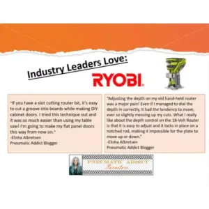 RYOBI 18-Volt ONE+ Cordless Fixed Base Trim Router with Tool Free Depth Adjustment with 2.0 Ah Battery and Charger Kit