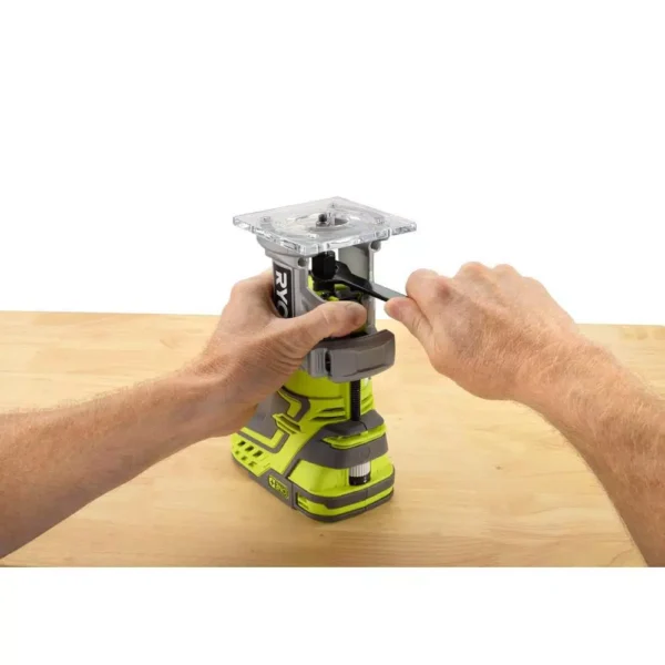 RYOBI 18-Volt ONE+ Lithium-Ion Cordless Fixed Base Trim Router and 5 in ...