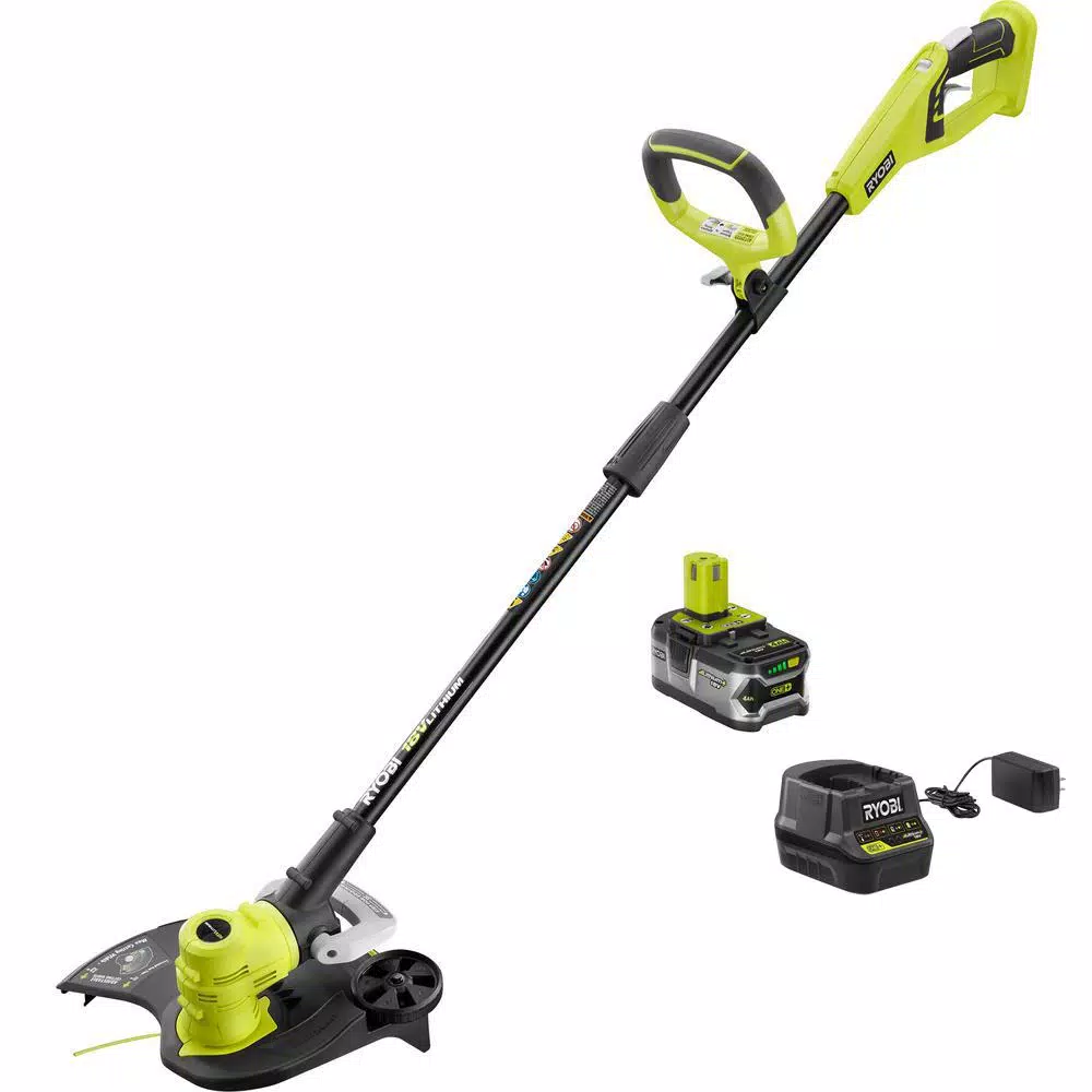 RYOBI ONE+ 18-Volt Lithium-Ion Cordless String Trimmer/Edger - 4.0 Ah Battery and Charger Included