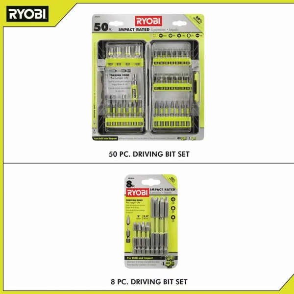 RYOBI Impact Rated Driving Kit (50-Piece) with BONUS (8-Piece) Impact ...