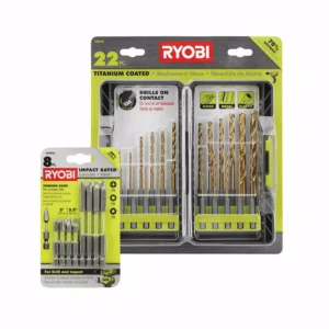 RYOBI Titanium Drill Bit Kit (22-Pc) With (8-pc) Impact Rated Driving Kit