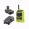 RYOBI 18-Volt ONE+ Cordless Compact Radio with Lithium-Ion 2.0 Ah Battery and Dual Chemistry IntelliPort Charger Kit