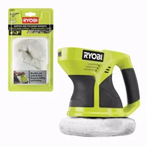 RYOBI ONE+ 18V Cordless 6 in. Buffer (Tool Only) w/ Extra 4-7 in. Microfiber and Synthetic Fleece Buffing Bonnet Set (2-Piece)