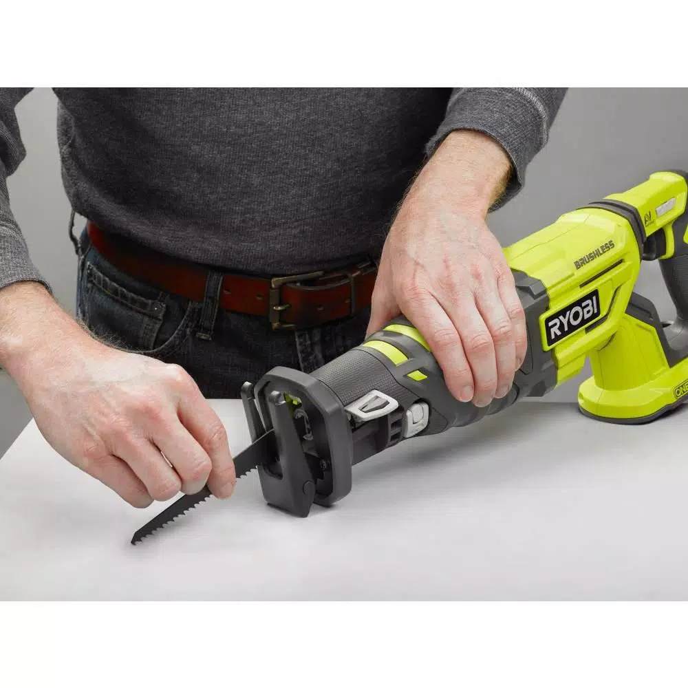 RYOBI 18-Volt ONE+ Cordless Brushless Reciprocating Saw (Tool Only) with Wood Cutting Blade