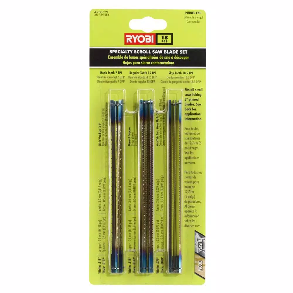 RYOBI Regular Tooth Scroll Saw Blades Assortment (18-Piece)