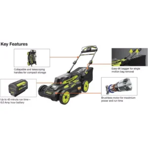 RYOBI 20 in. 40-Volt Brushless Lithium-Ion Cordless Self-Propelled Walk Behind Mower with 2 6.0 Ah Batteries, Charger Included