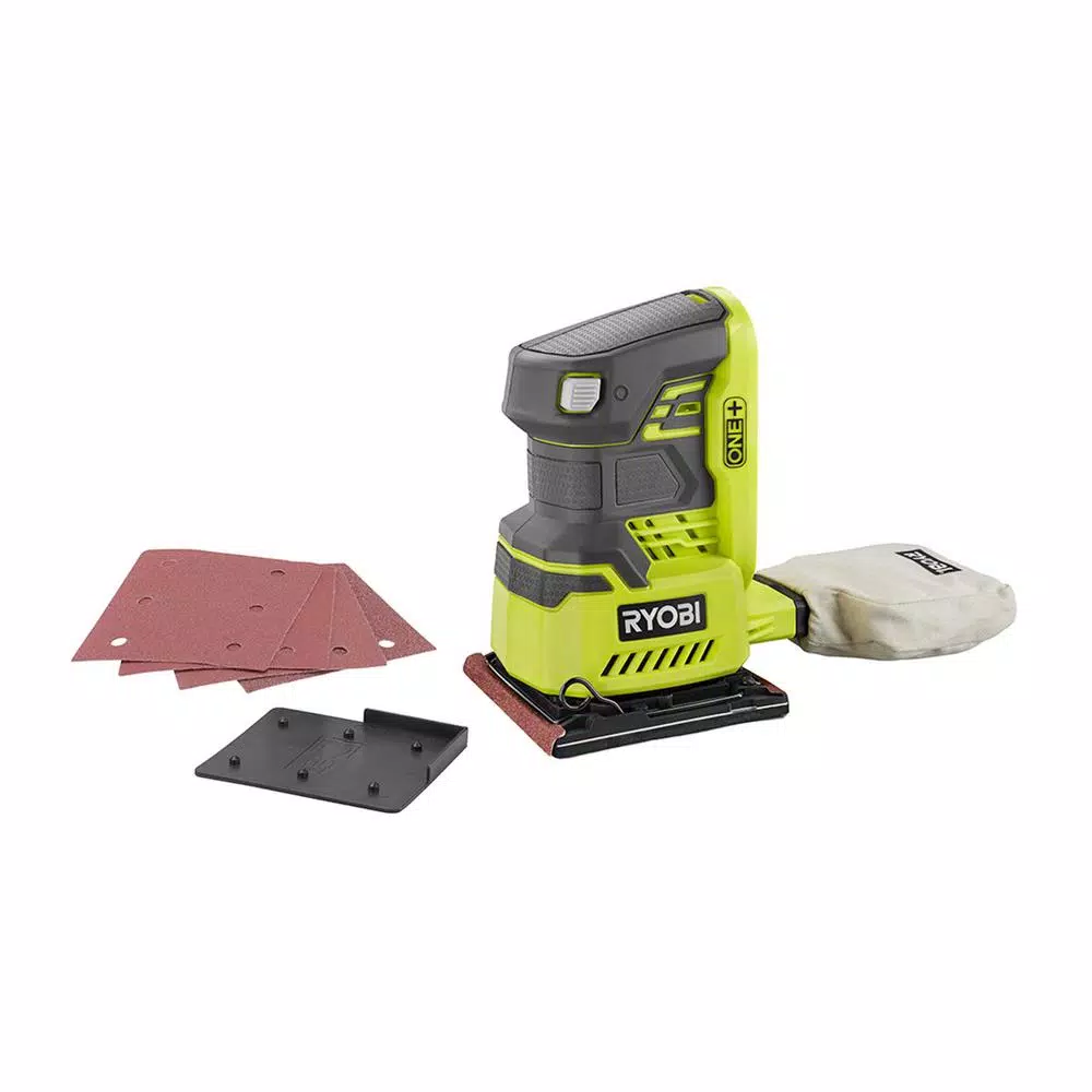 RYOBI 18-Volt ONE+ Cordless 1/4 Sheet Sander with Dust Bag with 2.0 Ah Battery and Charger Kit