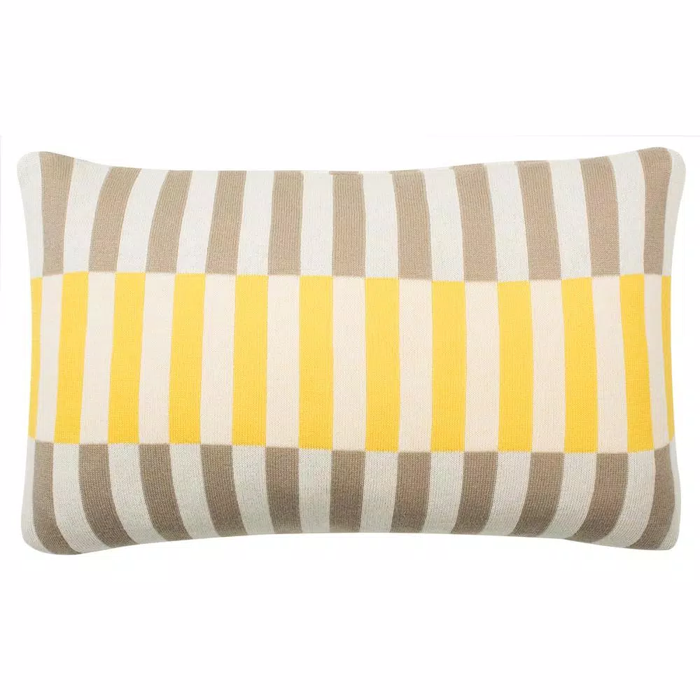Safavieh Stone Yellow Natural Striped Down Alternative 12 in. x 20 in. Throw Pillow