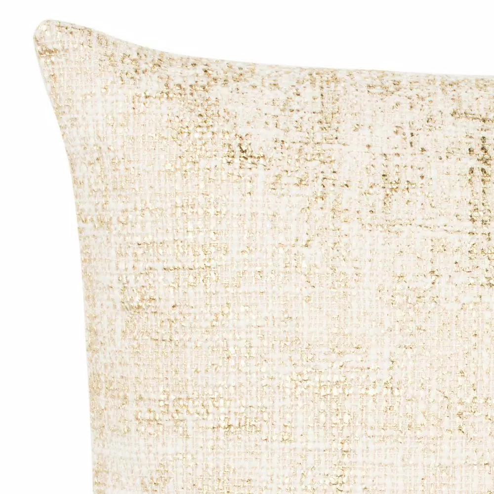 Safavieh Golden Foil Golden Cream Solid Down Alternative 20 in. x 20 in. Throw Pillow