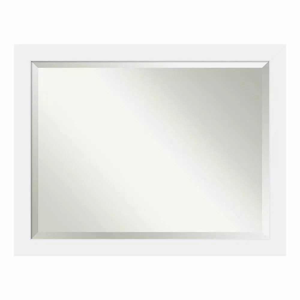 Amanti Art Corvino 45 in. W x 35 in. H Framed Rectangular Beveled Edge Bathroom Vanity Mirror in Satin White