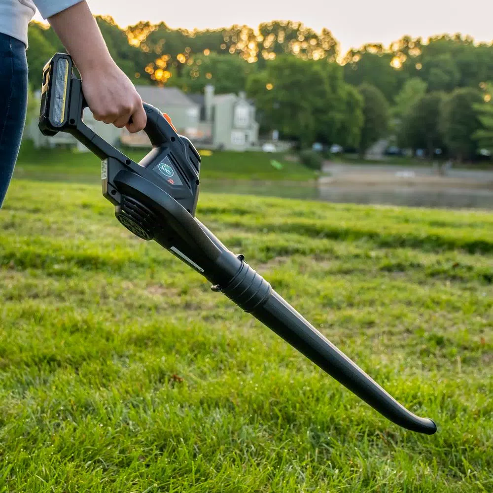 Scotts 20-Volt 130 MPH 98 CFM Cordless Leaf Blower, 2.0Ah Battery and Fast Charger Included