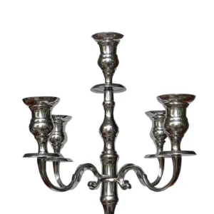 Benjara 48 Inches Silver Handcrafted 5 Arms Aluminum Candelabra with Fluted Top