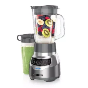 BLACK+DECKER PowerCrush 48 oz. 3-Speed Silver Digital Blender with Travel Cup