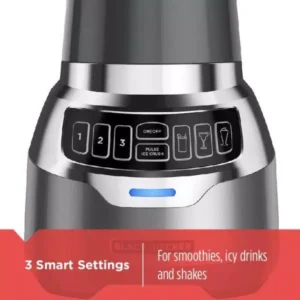 BLACK+DECKER PowerCrush 48 oz. 3-Speed Silver Digital Blender with Travel Cup
