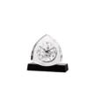 Bulova 6 in. H x 6.5 in. W Crystal Table Clock with Ebony Gloss Base