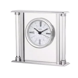 Bulova Solid Silver Metal Case with Octogonposts Table Clock