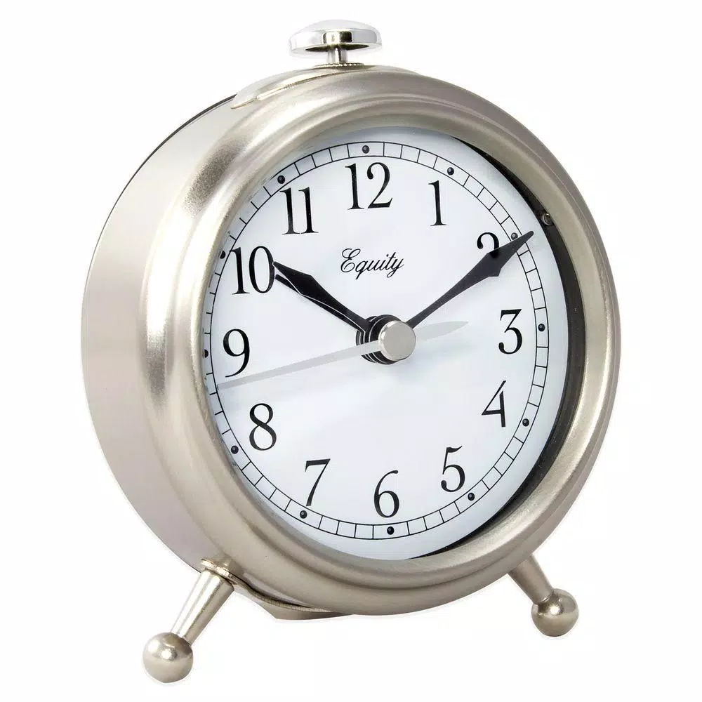 Equity by La Crosse Small 3 in. Metal Quartz Alarm Table Clock