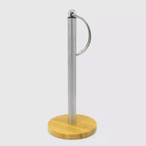 ExcelSteel Stainless Steel Paper Towel Holder with Bamboo Base