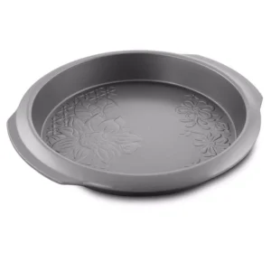 Gibson Home Country Kitchen 9 in. Round Silver Embossed Carbon Steel Cake Pan