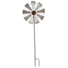 Glitzhome 69.4 in. H Farmhouse Metal Galvanized Wind Spinner Yard Stake or Wall Decor