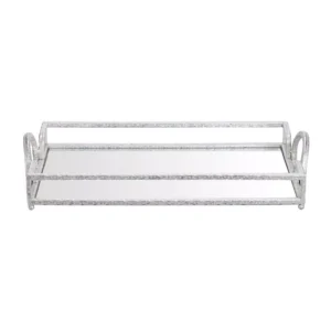 Home Decorators Collection Silver Hammered Metal Decorative Rectangle Mirror Tray