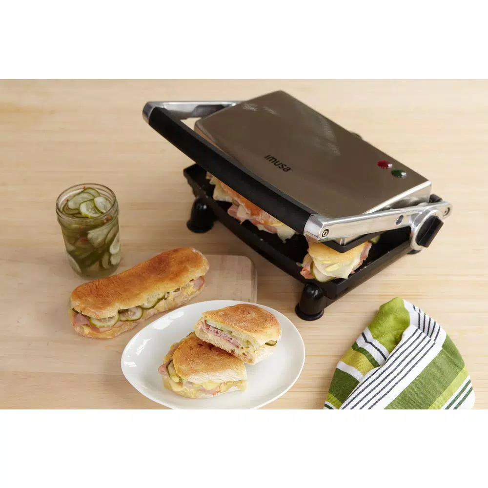 IMUSA 1000 W Silver Non-Stick Panini Press