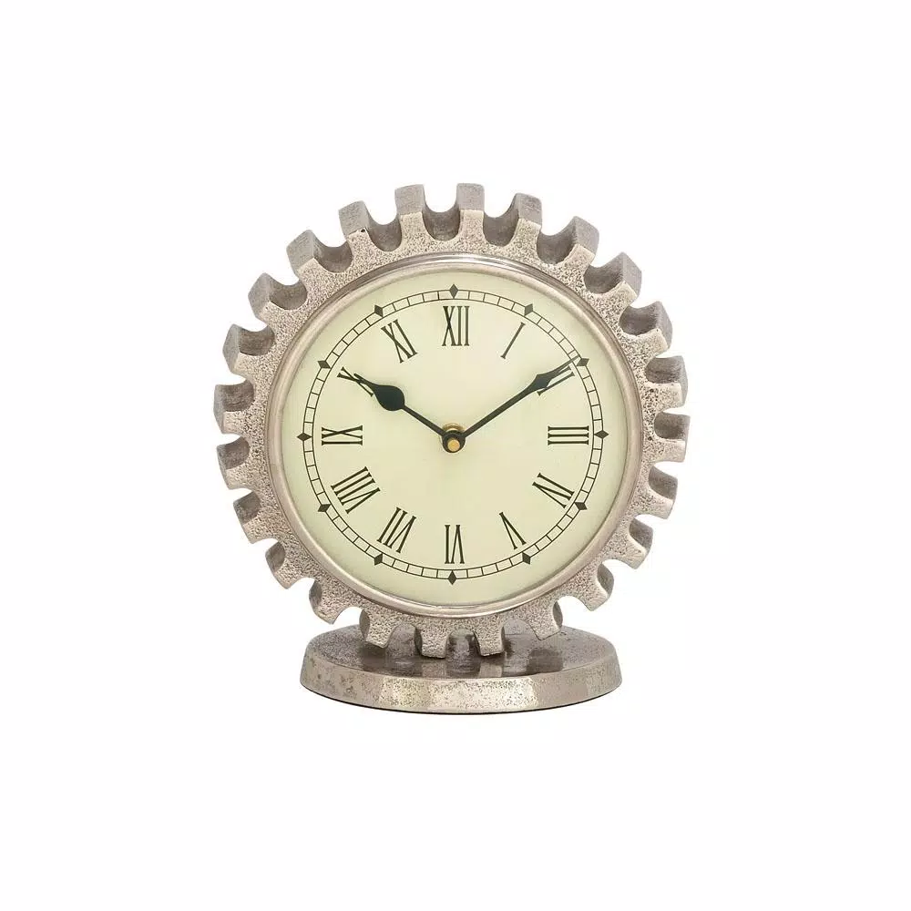LITTON LANE Vintage Silver Gear Table Clock