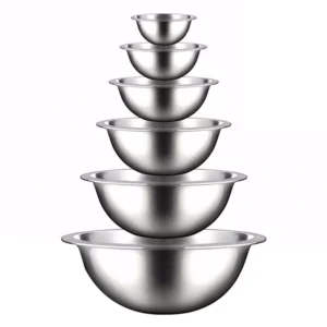 NutriChef 6-Piece Stainless Steel Kitchen Mixing Bowls Set