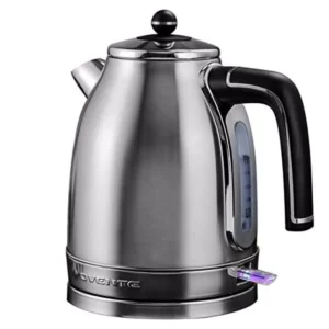 Ovente 7.2-Cup Silver Stainless Steel Electric Kettle with Removable Filter, Boil Dry Protection and Auto Shut Off Features