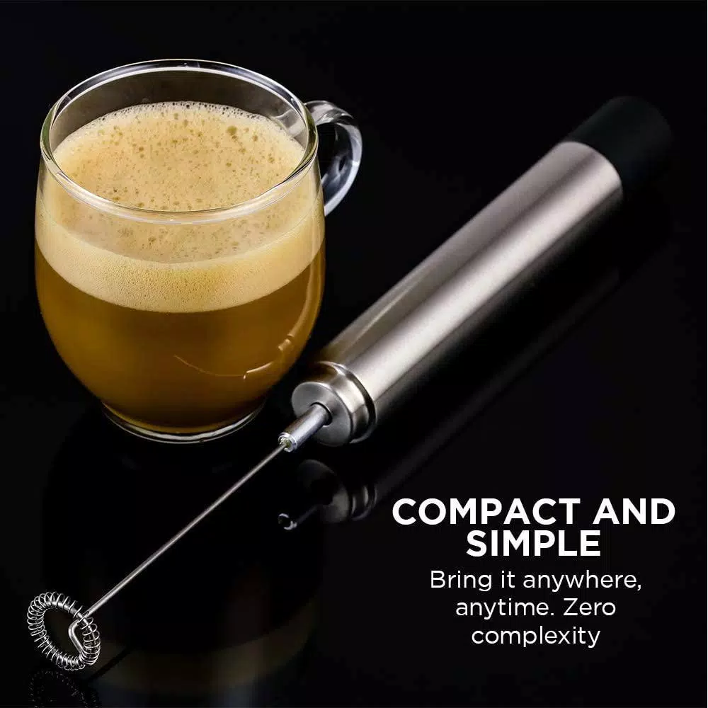 Ovente Stainless Steel Milk Frother, Coffee Mixer Wand, Silver (FRS1020B)