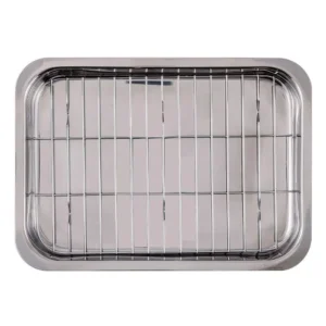 Ovente 13 in. x 9.3 in. Dishwasher-Safe Stainless Steel Roasting Pan with Wire Rack and Handles