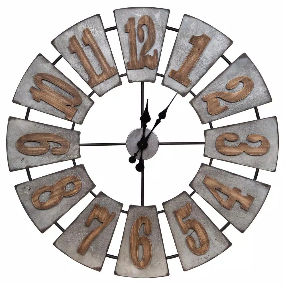 Pinnacle Windmill Wood Silver Wall Clock