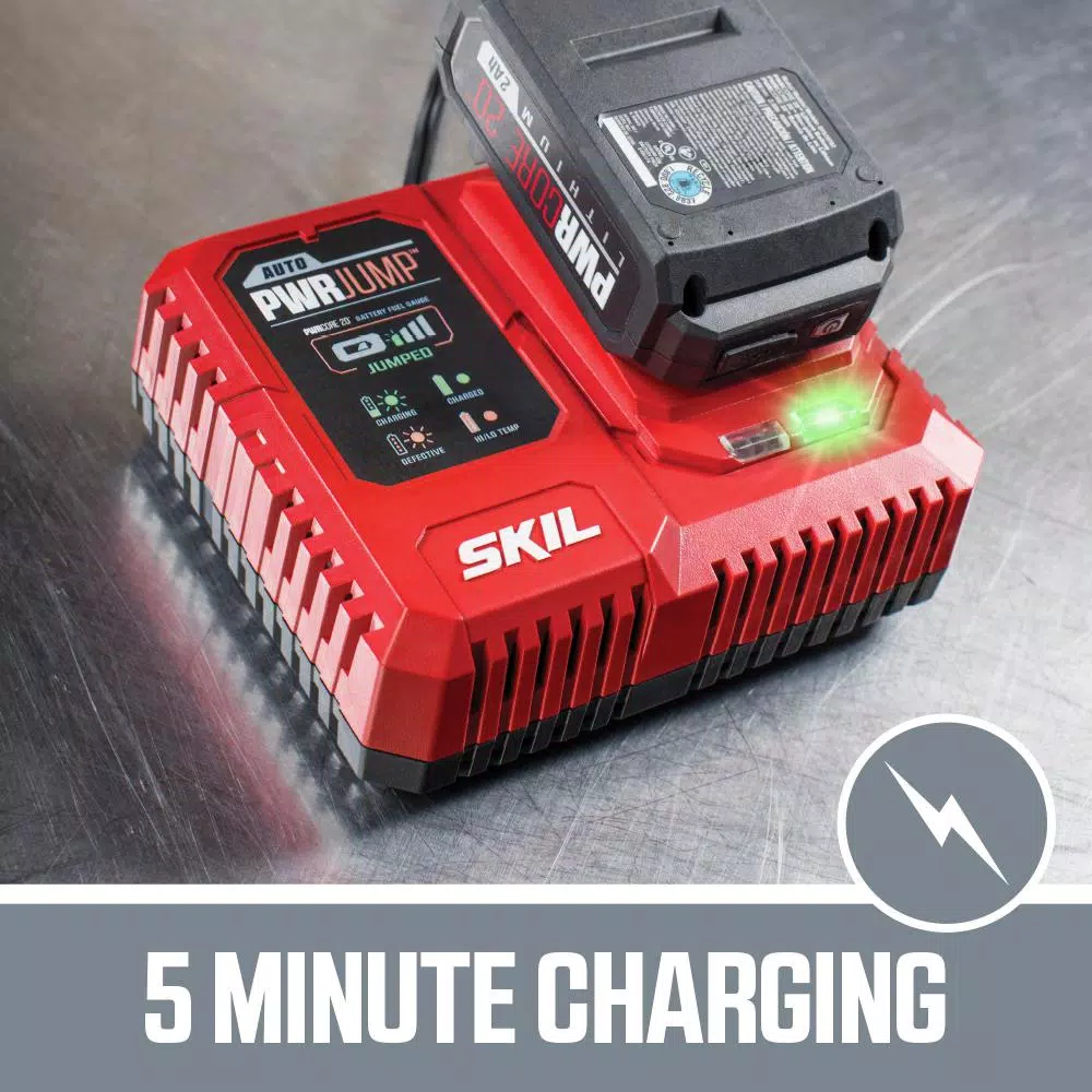 Skil PWRCore 20-Volt Brushless Cordless 1/4 in. Hex Impact Driver Kit Plus 2.0Ah Lithium-Ion Battery (USB) & PWRJump Charger