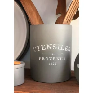 Fox Run 7 in. x 5 in. Slate Grey Round Cement Kitchen Utensil Holder