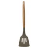Home Basics Karina Grey High-Heat Resistance Non-Stick Safe Silicone Slotted Spatula with Easy Grip Beech Wood Handle