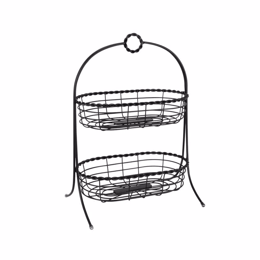 Spectrum Everly Dual Server Baskets, For Fruit, Produce, Bread, K-Cups, Snacks & More, Black