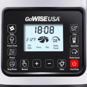 GoWISE USA High-Speed Premier Cooking 59 oz. 8-Speed Stainless Steel Glass Pitcher Blender