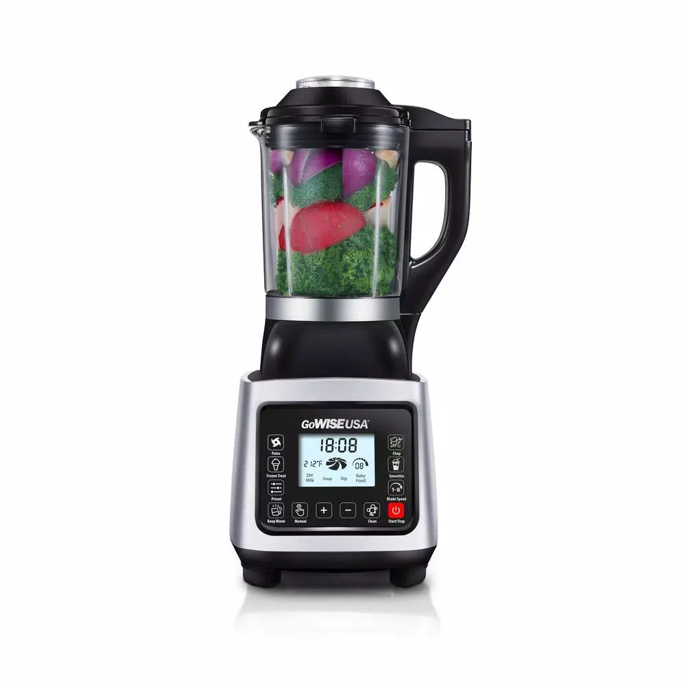 GoWISE USA High-Speed Premier Cooking 59 oz. 8-Speed Stainless Steel Glass Pitcher Blender