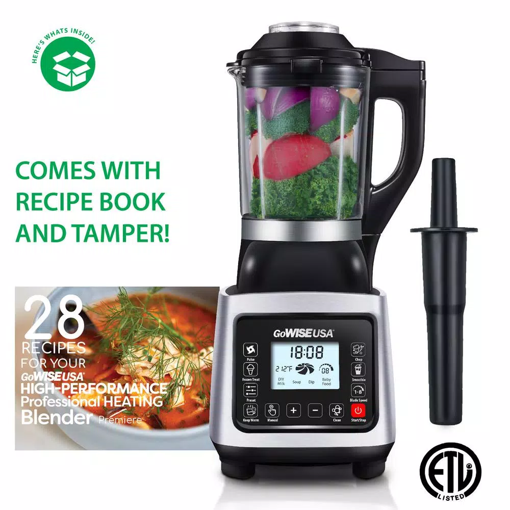 GoWISE USA High-Speed Premier Cooking 59 oz. 8-Speed Stainless Steel Glass Pitcher Blender