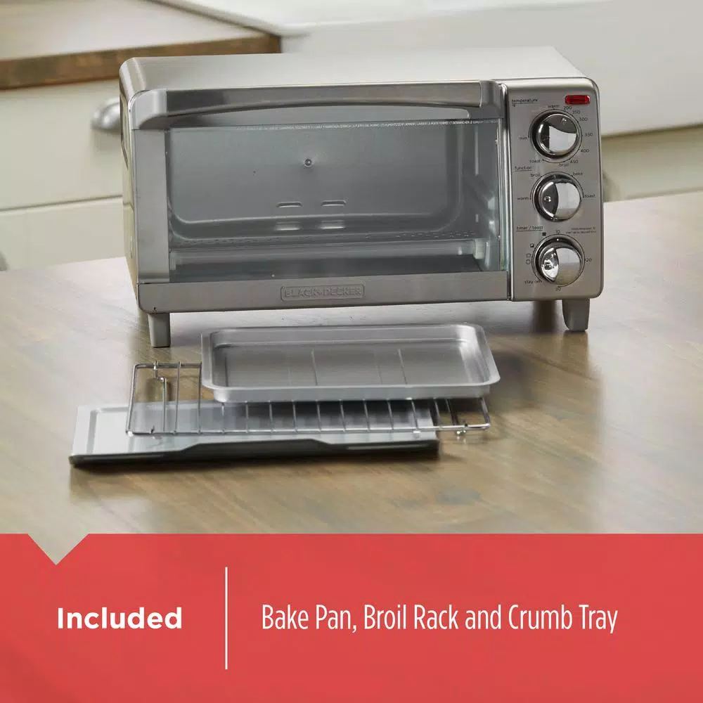 BLACK+DECKER 4-Slice Stainless Steel Toaster Oven