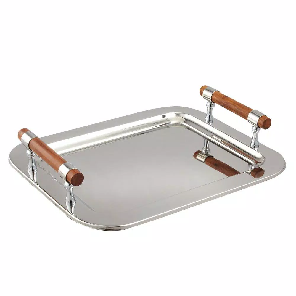 Elegance 16.5 in. x 13 in. Stainless Steel Rectangular Tray with Handles