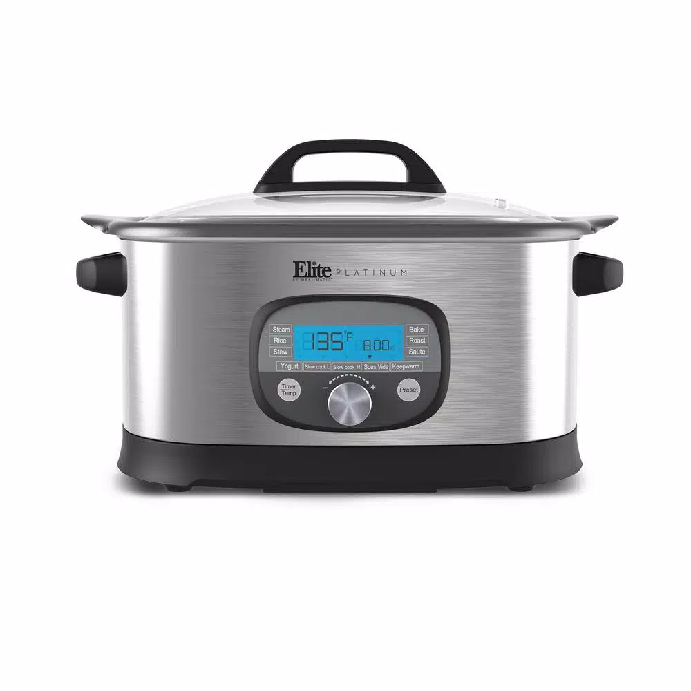 Elite 6.5 Qt. Stainless Steel Electric Multi-Cooker with Aluminum Pot